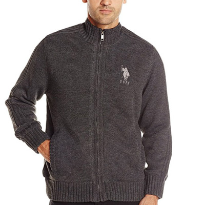 时尚保暖！U.S. Polo Assn. Microsherpa 男式拉链针织衫