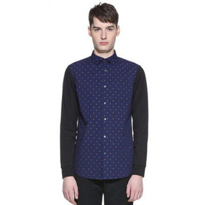 休闲百搭！TRENDIANO纯棉刺绣拼接长袖衬衫315101509P