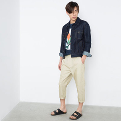 百搭薄款！C＆A男式双褶修身七分锥形裤CA200178857