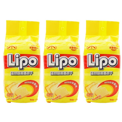 美味小食！Lipo利葡蛋奶酥脆面包干135g*3