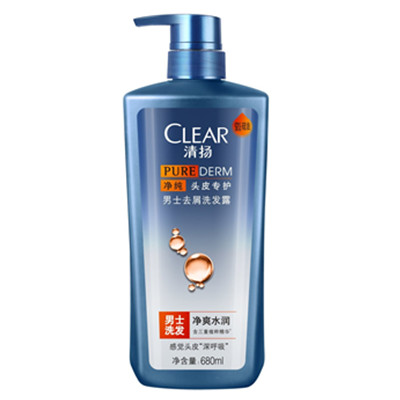 净爽水润！清扬 头皮专护男士无硅油去屑洗发露680ml