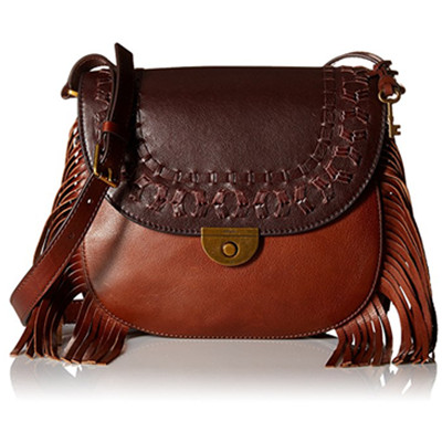 拼色设计！Fossil Emi Fringe女士真皮流苏马鞍包