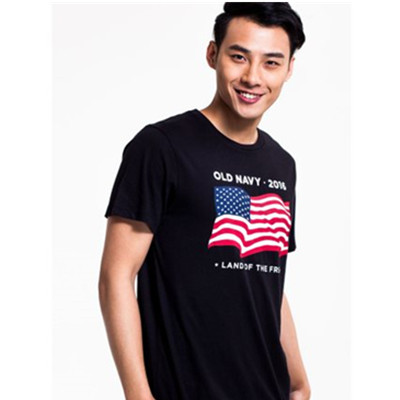 双色可选！OLD NAVY徽标棉质美国国旗印花圆领短袖套头T恤136564