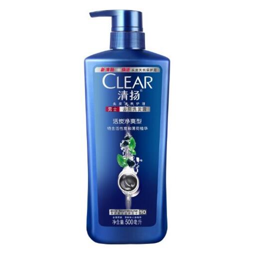 深层洁净！清扬 男士去屑洗发露活炭净爽型 500ml*3