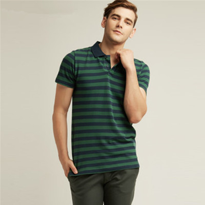 三色可选！ESPRIT全棉条纹印花短袖Polo衫-086EE2K023
