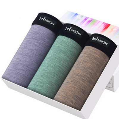 舒适透气！猫人男士男平角内裤3条