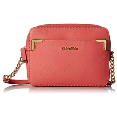 时尚精致！Calvin Klein SaffiaNo 女士真皮斜挎包