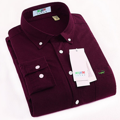 简约百搭！卡帝乐鳄鱼秋款纯棉牛津纺男士长袖衬衫S3947