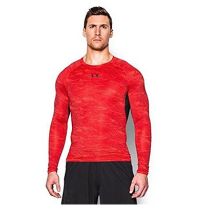 骚红！Under Armour 安德玛HG Printed男款长袖压缩衣