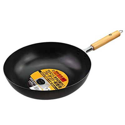 优质纯铁！珍珠生活 GP-15 无涂层加厚30厘米炒锅