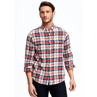 双11预售！Old Navy法兰绒长袖双袋衬衫纯棉格子衬衫295356