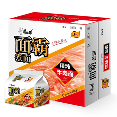 宅男必备！康师傅面霸煮面精炖牛肉面 123g*5*6整箱