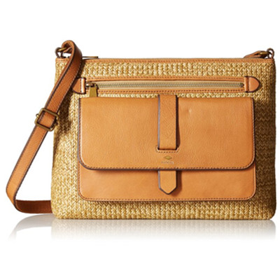 百搭实用！Fossil Kinley Medium Cross 女款拼接斜挎包