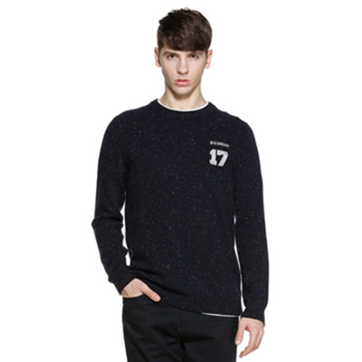 双11预售！Trendiano男潮字母数字圆领套头毛衣3HC103424E