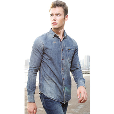 双11预售！Lee 2016秋冬男士牛仔长袖衬衫潮L16243R57W8