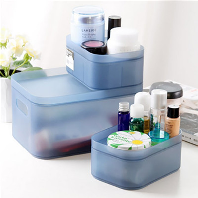 家居帮手！磨砂透明桌面有盖杂物收纳盒 四件套