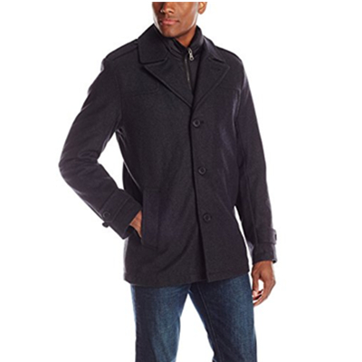 绝佳保暖！Tommy Hilfiger男士单排扣羊毛混纺大衣+可拆卸羽绒内胆