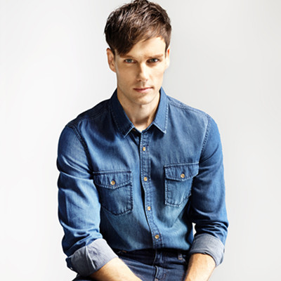 双11预售！佐丹奴纯棉洗水修身牛仔衬衫81045040