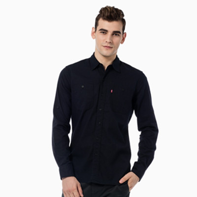 双11预售！Levi's李维斯男士波点印花纯棉黑色长袖衬衫21971-0015a