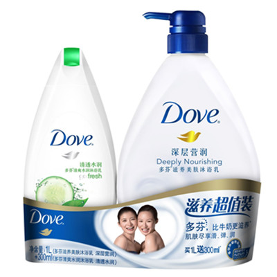 持久滋润！多芬深层营润沐浴乳+清透水润沐浴乳