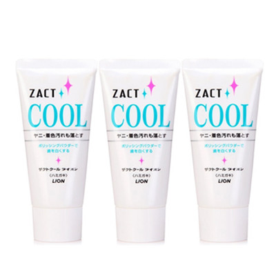 清新柔和！LION 狮王 ZACT去烟渍冰爽牙膏130g*3