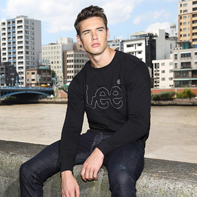 双11预售！Lee男士时尚黑色圆领套头长袖卫衣L25047L71K11