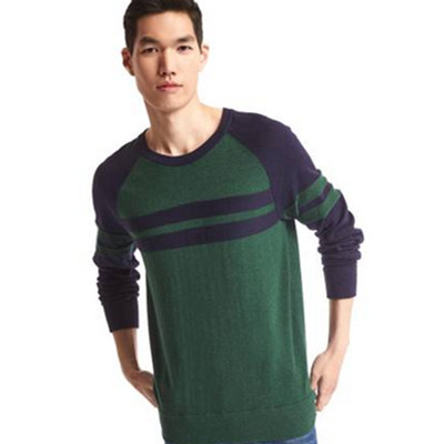 双11预售！Gap纯棉棒球风拼色条纹针织衫322499