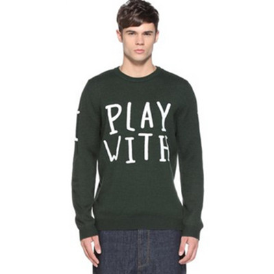 双11预售！TRENDIANO男装潮字母拼色圆领套头针织衫3HC303652E