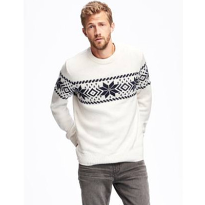 双11预售！Old Navy摩登风雪花图案圆领毛衣长袖针织衫436689