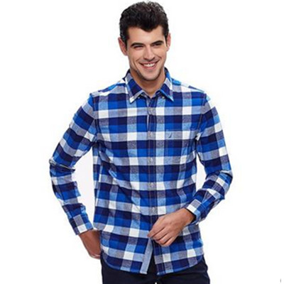 双11预售！Nautica诺帝卡男式纽扣领格纹刷毛长袖衬衫W53233