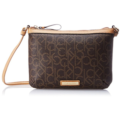 近期好价！Calvin Klein Monogram女士真皮挎包