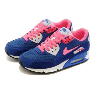 限時(shí)免郵！Nike Air Max 90 GS 藍(lán)粉格子 女子跑步鞋