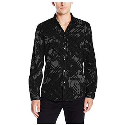休闲时尚！Calvin Klein Geometeric Camo 男士长袖衬衫