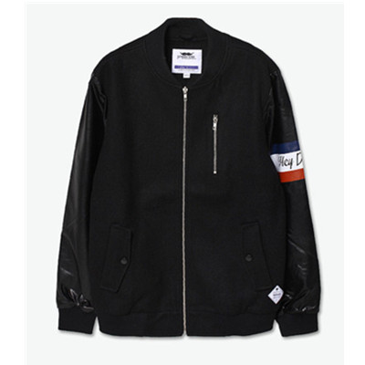 学院风格！Preppy Elite 纯色学院风拼接皮衣