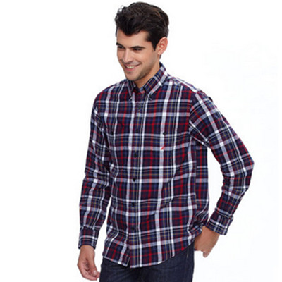 双11预售！Nautica诺帝卡男式ESAD格子长袖衬衫W34314