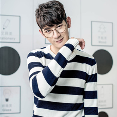 双11预售！真维斯圆领条纹长袖纯棉套头针织衫64-191004