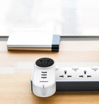 180&deg;旋转！PISEN 品胜 USB可调式旋转排插 3口USB接口