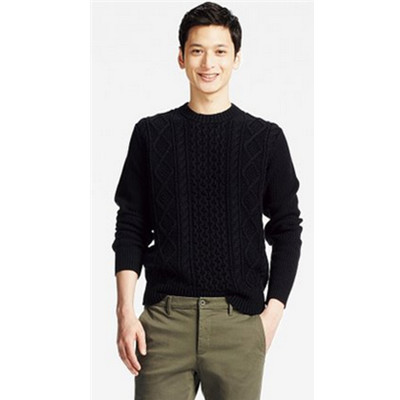 双11预售！UNIQLO优衣库纽花圆领针织衫(长袖)173231