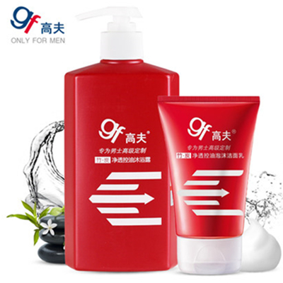 双11好价！高夫 纳什竹炭控油洁面乳100g+沐浴露400ml