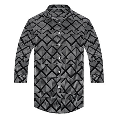 双11好价！PEACEBIRD太平鸟 男士黑白条纹七分袖衬衣