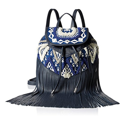 历史新低！Rebecca Minkoff女士刺绣真皮拼接双肩包