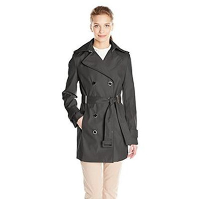 引领时尚！Calvin Klein女士双排纽扣时尚风衣