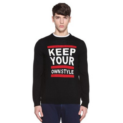 个性亮眼！TRENDIANO字母撞色长袖套头毛衣3HC103402E