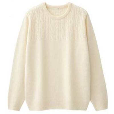 帅气潇洒！GU极优男士打底毛衣套头纽花拼接圆领针织衫275817