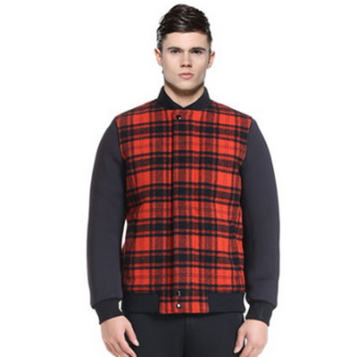 青春帅气！TRENDIANO格子立领棒球服含羊毛呢料外套3144343840