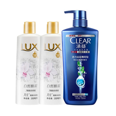 持久清爽！CLEAR 清扬 男士洗发露+力士沐浴乳2支*2