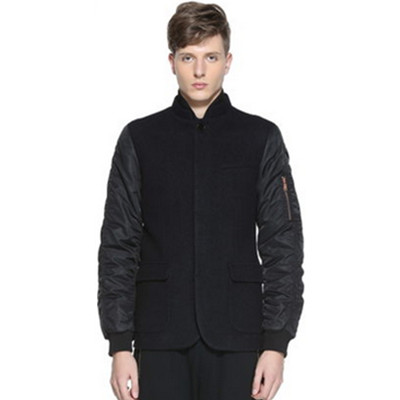 型男魅力！TRENDIANO立领拼接抽褶长袖毛呢外套3144342320