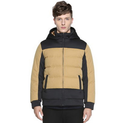 潮男魅力！TRENDIANO连帽高领拼接短款羽绒外套3144333080