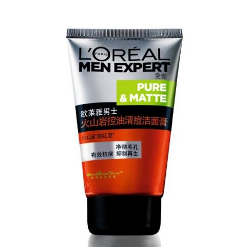 控油清痘！巴黎欧莱雅男士火山岩 洁面膏 100ml