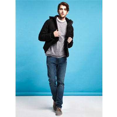 保暖有型！Old Navy男装简约百搭可脱卸帽绗缝棉服夹克332498-1